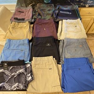 Lot of 36” waist shorts.  Brands range from, Lost, Hurley, Salty Crew, Billabong